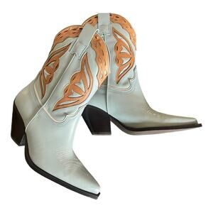 Toral Womens Western Cowboy Boots Leather Party Coastal Festival Blue Camel Sz 7